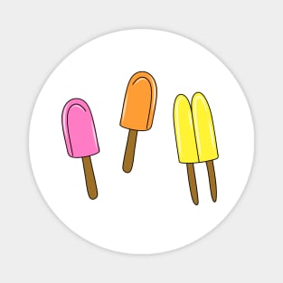 Summertime Pink, Orange and Yellow Popsicle Cartoon Trio Pattern, made by EndlessEmporium Magnet